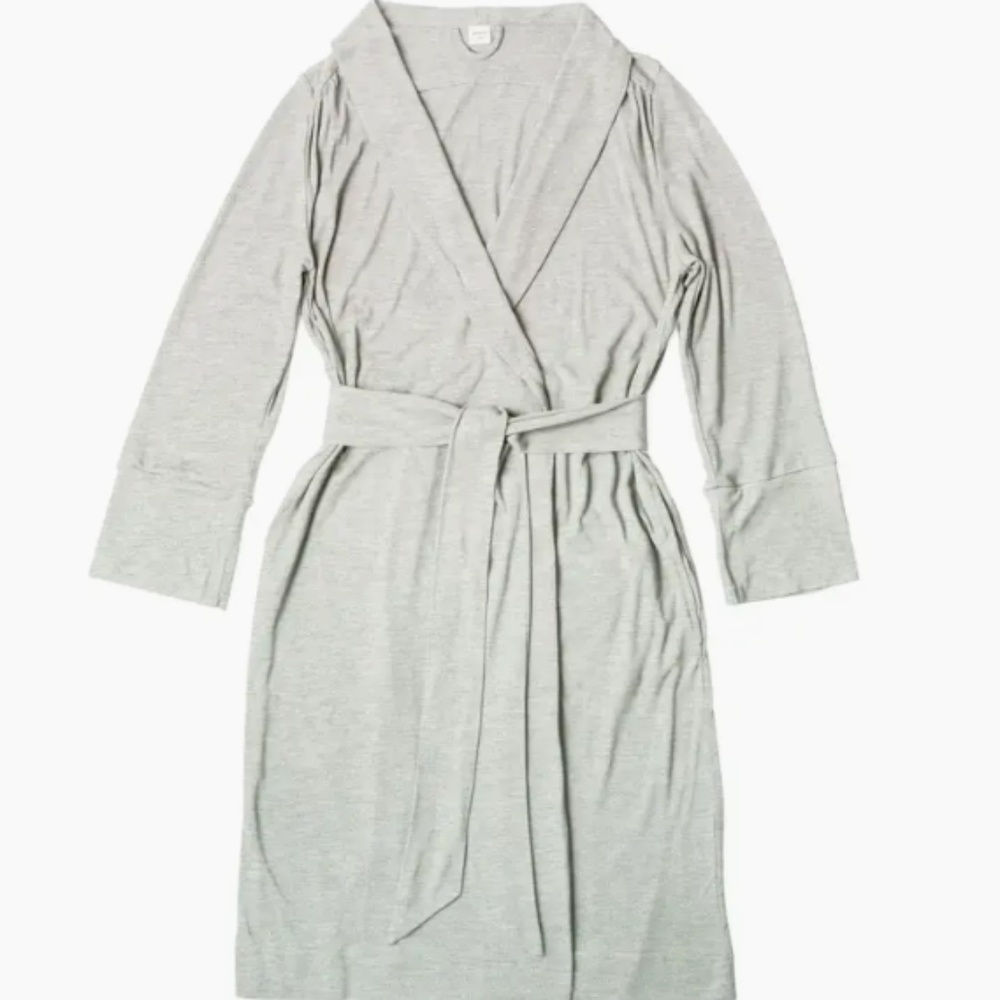 Goumi Women's Bamboo Organic‎ Cotton Storm Gray You'll Live In Mom Robe XS/S NEW